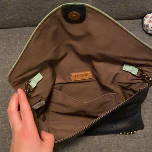 Navy with teal Jcrew classic envelope with chain - Picture 3 of 4